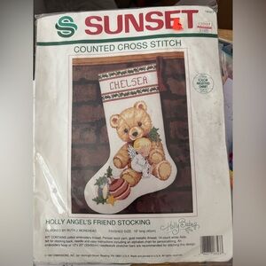 Sunset Holly Angel's Friend Stocking Cross Stitch Kit